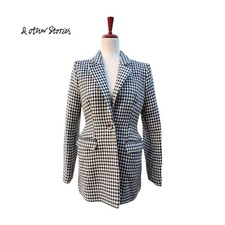  OTHER STORIES Single-Breasted Fitted Mid-Length Tailored Gingham Blazer Size 6
