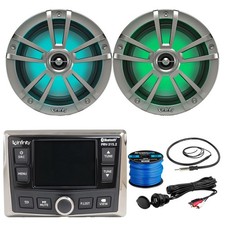 Infinity PRV-315.2 Marine Radio, 2x 6.5" 225W Titanium LED Speakers, Accessories