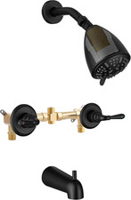 2 Handle Shower Faucet Set, Matte Black Two Handles Tub Shower Faucet and Two Kn