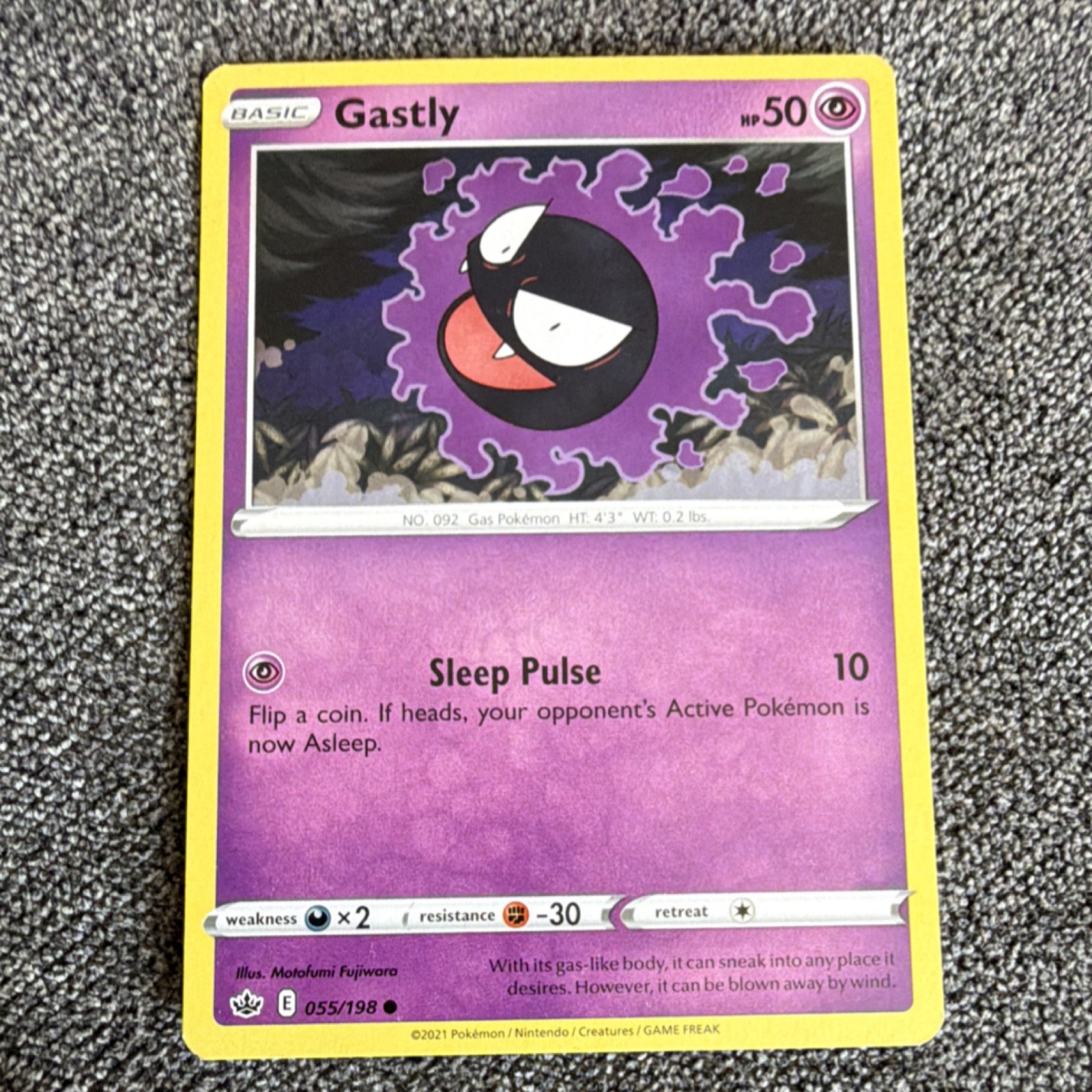 Pokémon Gastly 055/198 Swsh06 Chilling Reign Common Basic 50 HP English 2021