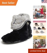 Luxurious Women's Fuzzy Bootie Slipper Socks - Memory Foam Grippers, Size 9-10