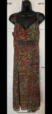 Per Una Sleeveless Orange Green Floral Maxi Summer Beach Dress Size 10 Long