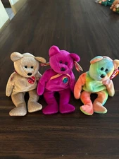 Ty Beanie Babies,  Garcia, Millenium, 1999 Signature Bears Lot of 3, RARE