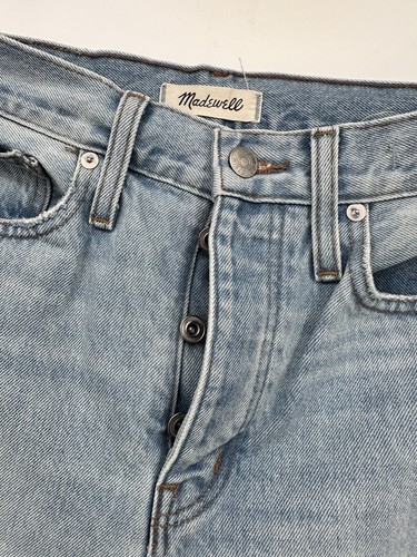 Madewell Women's Size 26 Classic Straight Leg Crop High Rise Blue Denim raw hem - Picture 5 of 17