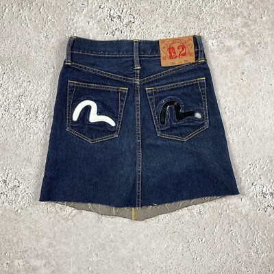 evisu womens denim skirt indigo genes japan size xs