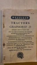 Nuffield tracteur GRAPHOREF 25 : catalogue pièces 1962