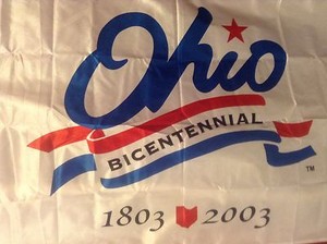 Rare Ohio State Bicentennial Flag 1803-2003 3x5 White Nylon