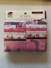 Creative Cuts Fabric Strips Paris Eiffel Tower Pinks 14 Pieces 2 Each 7 Designs