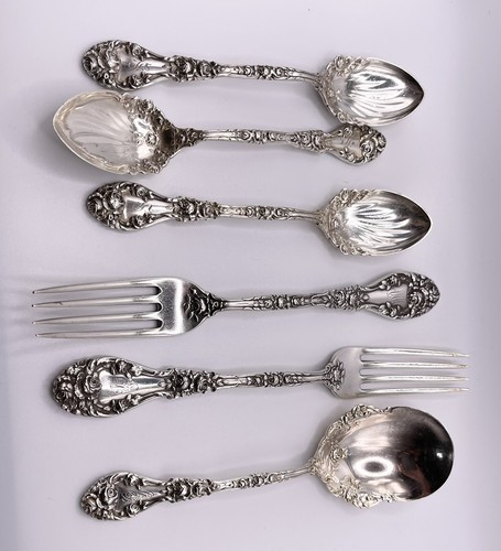 5er Set Sterling Silber Durgin Marechal Niel Gabeln und Löffel - Bild 2 von 11