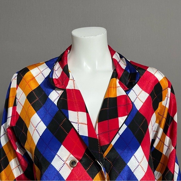 Notations Argyle Print Pullover Double Breasted B… - image 2