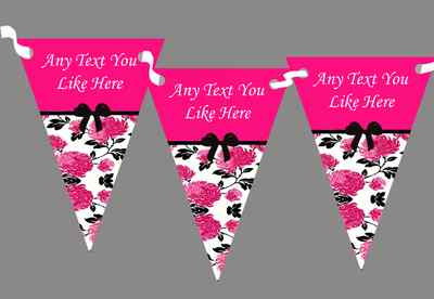 Pink White Personalised Carnival Fete Street Party Bunting