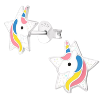 Damen MäDchen Stern Pferd Einhorn Ohrstecker 925 Silber Ohrringe Kinder Pferde