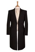 Black Wool Frockcoat Jacket Herringbone Funeral Director Morning Teddy Boy Mens