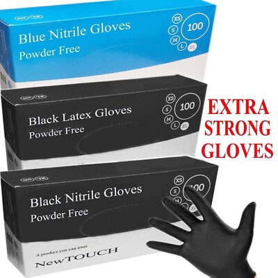 Strapazierfähige puderfreie schwarz & blaue Nitril Latex Handschuhe TATTOO MECHANIKER Box 100