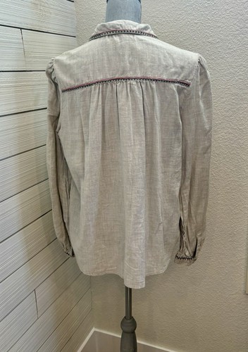 Max Studio Women’s Long Sleeve Button Down Embroidered Top Size Large Cotton NEW - Picture 6 of 10