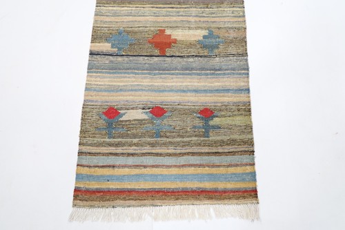 8 ft Hallway Kilim Runner Afghan Hand Knotted Wool Bedroom Kilim Entry Runner - Picture 3 of 9