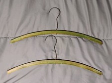 Vintage Wood 1950s Clothes Hangers Antique Green Wooden Lot Of 2