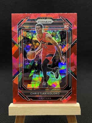 2022-23 Panini Prizm Christian Koloko Red Cracked Ice #265 RC Rookie Raptors  