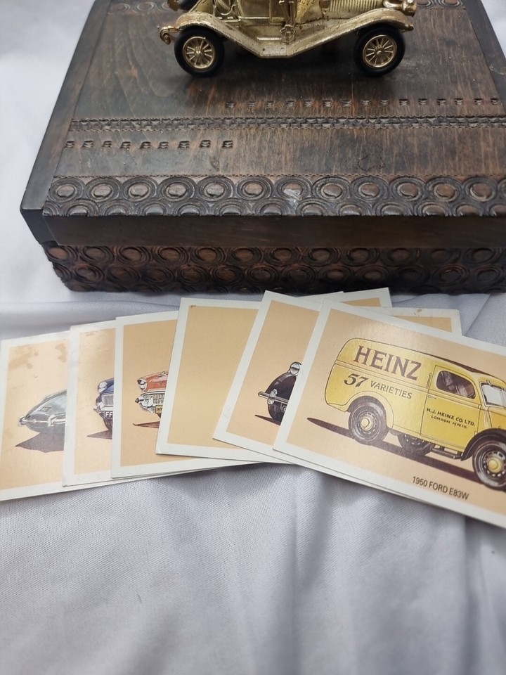 Vintage Wooden Card Or Cigarette Box Car On Top With 6 Vintage Dinky