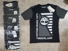NWT Timberland Boys Short Sleeve Shirt BLACK/GRAY/WHITE - Size 10/12 Medium