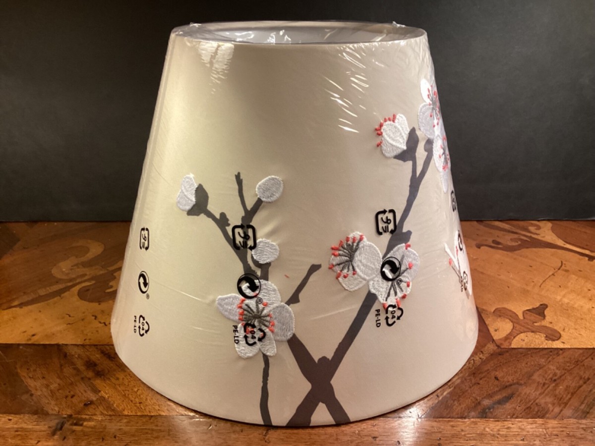 Ikea FÖSSTA FOSSTA Lamp Shade Embroidered Beige Plum Blossom