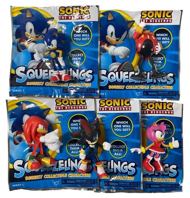 2022 SONIC THE HEDGEHOG Forever Clever SQUEEZELINGS PVC 3'' Figure LOT OF 5 NEW