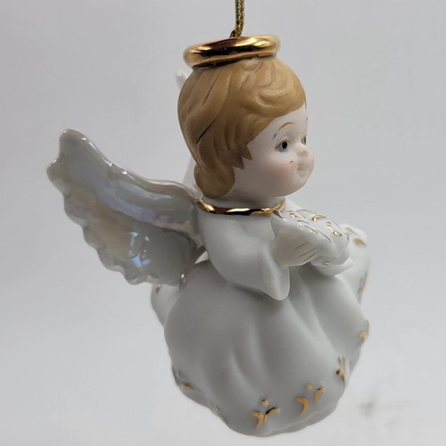 Vintage Ceramic Angel Figurine Ornament Porcelain White With Gold Accents 3.5"H - Picture 2 of 6