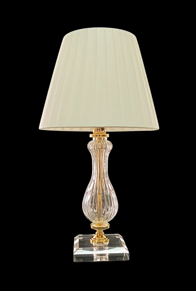 Lampada da comodino Elegante bairon cristallo con riporti oro classica italiana - Immagine 2 di 4