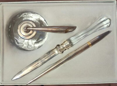 Collibri Pen, Pen Holder & Letter Opener Box Set (Pen Needs Ink) Vintage EXC f/s