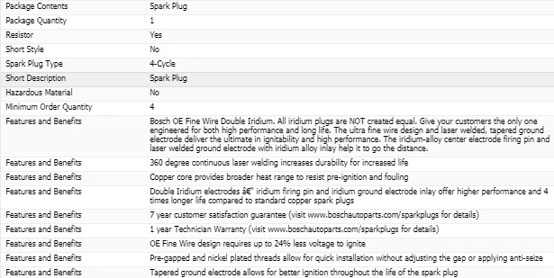 8 bujías Bosch doble iridio 1996-1998 Chevrolet K2500 suburban v8-7,4 L Foto 4 de 4
