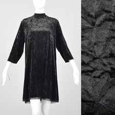 XL Simply Vera by Vera Wang Black Crushed Velvet Dress Modern High Neck Dress