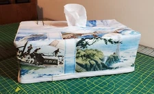 Lighthouse and Sailboat Tissue Box Cover Handmade