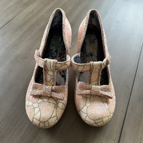 Irregular Choice Lazy River Size 41 Pink Mary Jane Sparkle Hearts - Picture 2 of 10