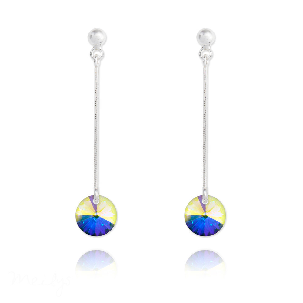 Boucles d'oreilles pendantes en argent 925 et cristal AB transparent