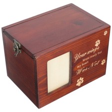 Pet Urn with Picture Frame Dog Memorial Keepsakes Cremation Wooden
