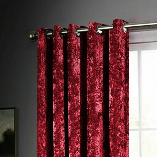 Luxury Santiago Crushed Velvet Curtains Ready Made Eyelet Ring Top Lined Curtain - Picture 9 of 19