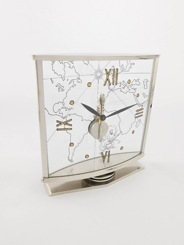 Jaeger LeCoultre Table Clock with 8 days inline movement World Map Neptune - Picture 2 of 5