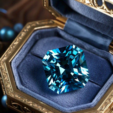 Natural Blue Asscher Cut 1 CT Loose CVD Diamond Lab Grown VVS1 Clarity Certified