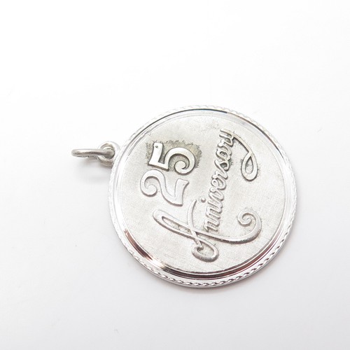 GRIFFITH & SONS CO. 925 Sterling Silver Vintage "Anniversary 25" Round Pendant - Imagen 7 de 9