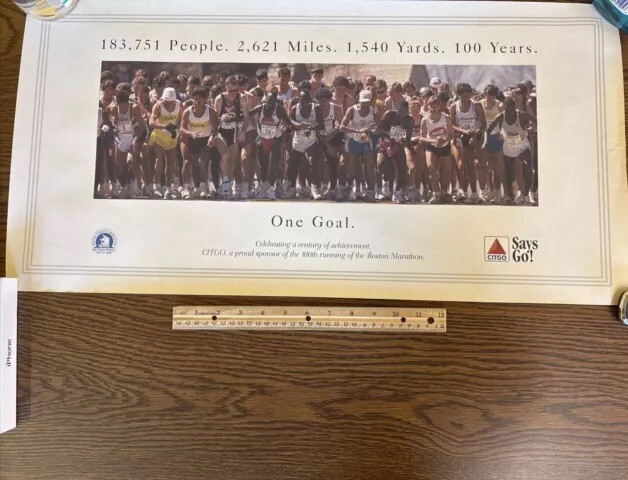 100th Running of Boston Marathon 1996 Poster - Citgo Boston