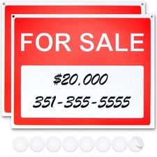 For Sale Sign for Car Large Weatherproof Plastic Trucks RVs Boats 2 Pack