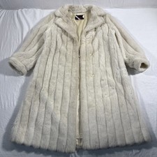 Vintage 80s Wiman Faux Fur Coat Women  s 20 Made In USA Stained See Photos 