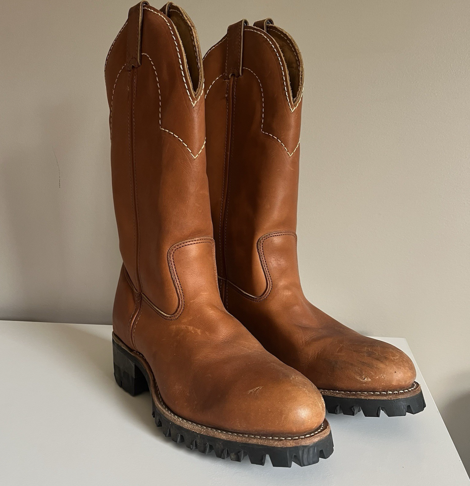 SAOLA Stivali campus vintage anni 70 Chippewa pelle marrone punta acciaio suola US 9 LEGGI