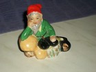 Vintage Signed Irish Leprechaun Good Luck Charm Leaning On A Mushroom Figurine — photo 1