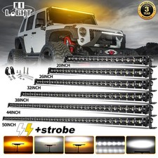 7 14 20 26 32 38 44 50 6d Slim Led Light Bar Amber Offroad Suv 4wd Spot Flood