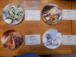 4 Enchantica "Dragons" Seasons Plates Set With COAs And Original Packaging