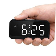 Battery Operated Small Alarm Clock: Compact Cordless Design White Digits