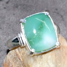 Exclusive Chrysoprase 925 Silver Plated Gemstone Ring US FreeSize GW