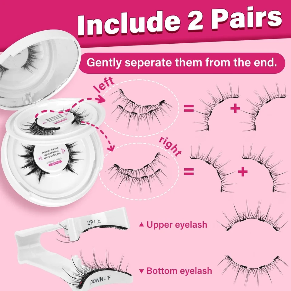 Magnetic Eyelashes Long Lasting and Reusable Magnetic Lashes 2 Pair 4 Magnets No - Image 2 of 4
