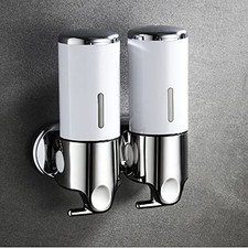 2-in-1 Wall Mounted Shampoo Conditioner Dispenser White Bathroom Shower